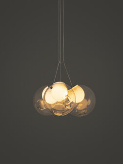 BOCCI 28.3 cluster pendant - brushed nickel + grey 6 / opaque beige / opaque grey