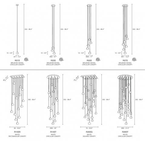 Terzani Mizu 7 light pendant
