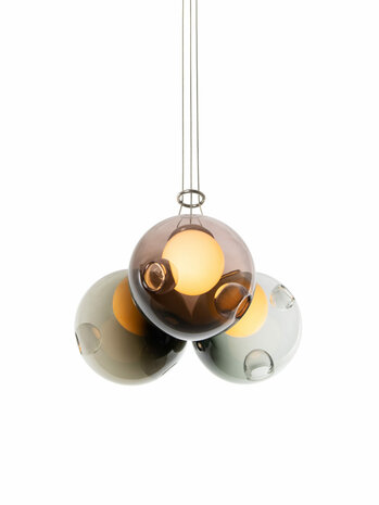 BOCCI 28.3 cluster pendant - brushed nickel + grey 6 / opaque beige / opaque grey