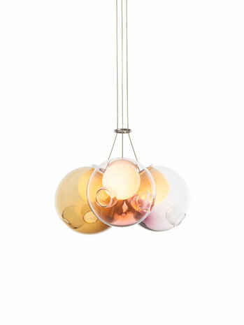 BOCCI 28.3 cluster pendant - brushed nickel + grey 6 / opaque beige / opaque grey